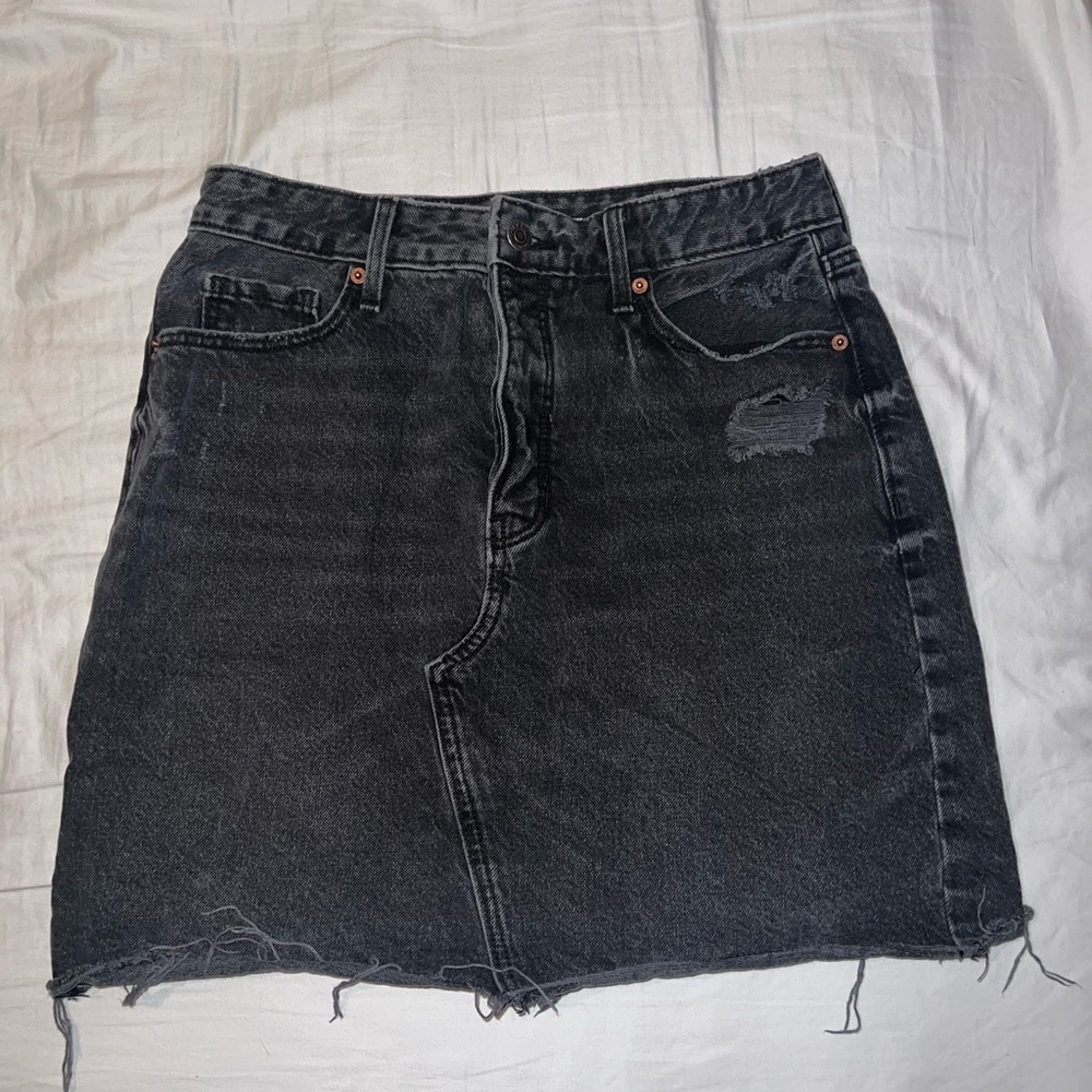 Old Navy Distressed Black Denim Skirt